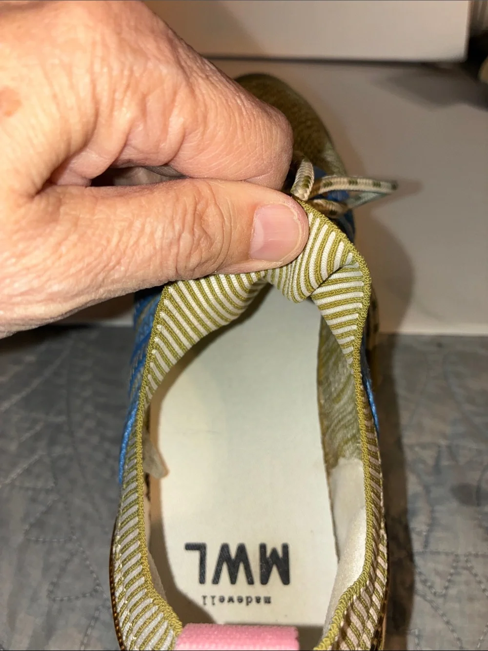 Madewell Sneakers, Women’s size 9/Men’s size 7.5, Moss Green, Blue, Pink